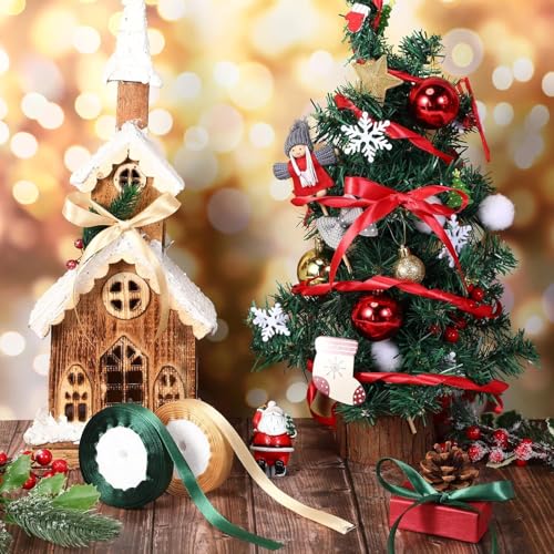 22m x 20mm Wide Dark Green Ribbon Thick Green Christmas Ribbon for Gift Wrapping, 4/5 inch Thick Green Satin Ribbon for Christmas Wrapping Present Cake Xmas Tree Hair Bow Bouquet Crafts Decorations - Image 5