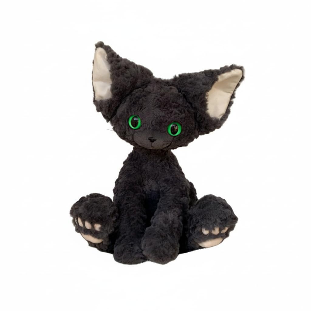 Kaelorae Cat Plush Soft Stuffed Animal Cuddly Toy Hug a Lumps Plushies Black Cat Teddy Kawaii Kitty Pillow，Grey Devon Rex B 40CM