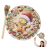 Tambores chamánicos de Navidad - Música espiritual Tambor chamánico 'hombre de pan di | Tambor musical espiritual de aspecto retro para músico experto amante de la música