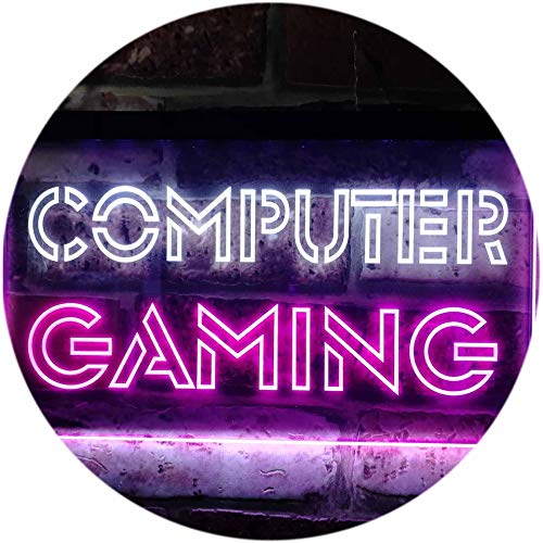 ADVPRO Computer Gaming Room Kid Man Cave Dual Color LED Enseigne Lumineuse Neon Sign Blanc et Violet 400 x 300mm st6s43-i0865-wp