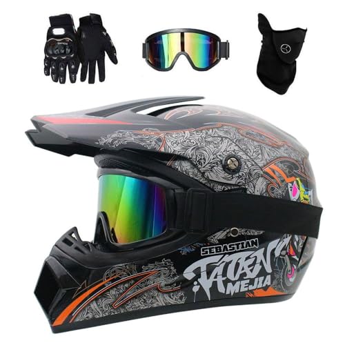 Casque motocross enfants xl orange résistant aux chocs pour protection vtt quad