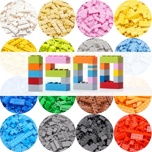 HIUME 1500 Teile Klemmbausteine Set in 14 Farben und 19 Formen | Markenkompatible Bausteine für Jungen & Mädchen | Klassisches Konstruktionsspielzeug ab 6