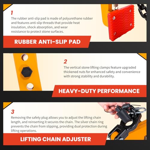 GRYVOZE 325 kg Granite Slab Lifting Clamp, Adjustable Range: 12-36 cm, Heavy Duty Stone Scissor Lifter Clamp for Carrying and Vertical Transport of Marble, Concrete Blocks Slate Sheets Curb Stones by GRYVOZE - Image 3