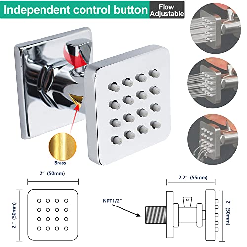 Backnets Thermostatic Shower System Chrome Bathroom Shower Mixer Faucet Set Led Square Rain Shower Head with Adjustable Flow Body Jets, Ceiling Mount Shower Massage System Can Use All At Once Backnets Thermostatic Shower System Chrome Bathroom Shower Mixer Faucet Set Led Square Rain Shower Head with Adjustable Flow Body Jets, Ceiling Mount Shower Massage System Can Use All At Once