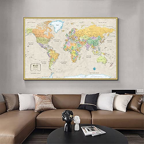 Findemo Rand Mcnally Classic Edition World Wall Map Completely Up-To-Date Map Poster Decorative Painting Canvas Wall Art Living Room Posters Bedroom Painting 16X24Inch(40X60Cm) #TOP3