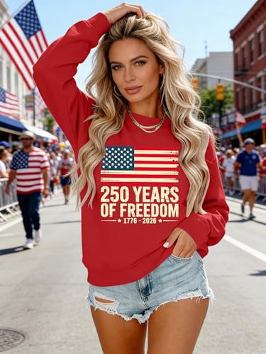 Image of PECHAR USA Sweatshirt Women American Flag Sweater 4th of July Shirts Patriotic Sweater Fourth of July Pullover