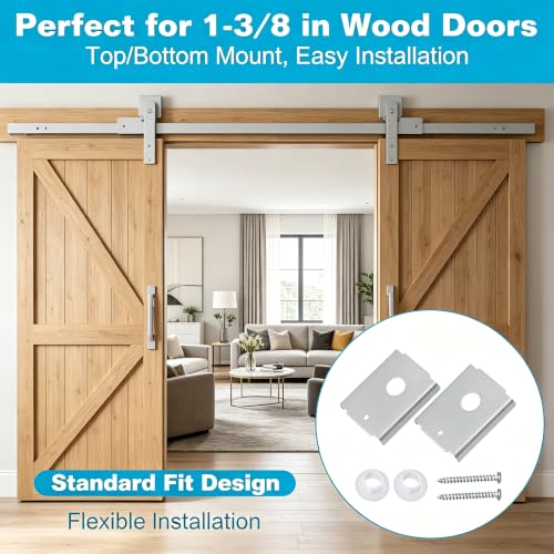Kit de herrajes para puerta plegable bi-fold 2 piezas para puertas de madera de 1-3/8 pulgadas, soportes de acero para montaje superior o inferior miniatura 6