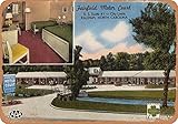 7 x 10 METAL SIGN - North Carolina Postcard - Fairfield Motor Court, U.S. Route #1 - City limits, Raleigh, North Ca - Vintage Rusty Look