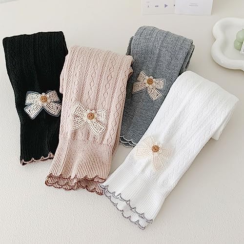Silkglory Girls Leggings,2Pcs Toddler Girls Tights Pants with Lace Bow Decoration 2-9 Years Black/White/Grey/Apricot 6 51PgBtlFcbL. AC