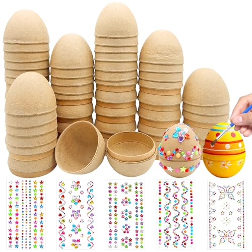 Ahzemepinyo Z-359 Pappmaché Ostereier mit Edelstein-Aufklebern, 25 Stück