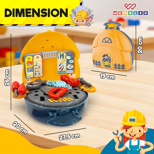 Image of Wembley DIY Tool kit Set for Boy 3-6 Years Old | Screw Driver Tool Box for Kids | Pretend Play Construction Toy Game for Boys | Montessori Birthday Activity Gift Set for Kids Ages 3, 4, 5, 6
