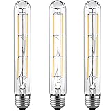 LETO 3 Pack 6W Vintage Long Tubular Light Bulb Dimmable ,UL Listed,60W Equivalent,LED Warm White 2700K,E26 Base decorative light bulbs