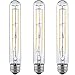 LETO 3 Pack 6W Vintage Long Tubular Light Bulb Dimmable ,UL Listed,60W Equivalent,LED Warm White 2700K,E26 Base decorative light bulbs