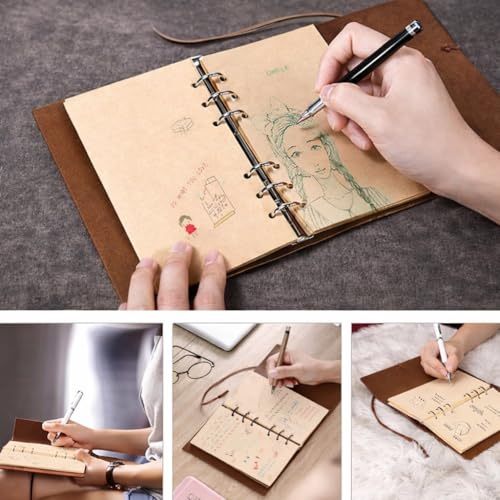 Image of Giftana Vintage Paris Leather Notebook, Journal Refillable Retro Travel Diary with 180 Pages, 6 Ring Binder, Zipper Pocket & Card Slots, European Style Sketchbook Planner for Men & Women