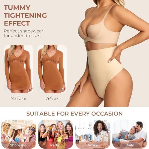 Image of Dulchany Thong Shapewear Tummy Control Underwear Body Shaper for Women