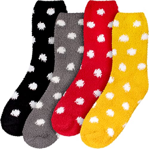 Image of BambooMN Women's Super Soft Fuzzy Socks, Polka Dot, Gradient, Snowflake, Featherlight Cuff - Assorted Colors