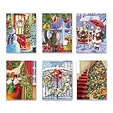 XUOIAYNB Christmas Art Print, Christmas Trees Santa Claus Snowman Canvas Wall Art ((8"x10"x6pcs, Unf