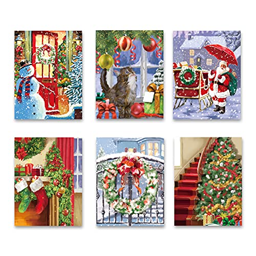 Xuoiaynb Christmas Art Print, Christmas Trees Santa Claus Snowman Canvas Wall Art ((8"X10"X6Pcs, Unframed)-Perfect For Christmas Bedroom Decoration #TOP27