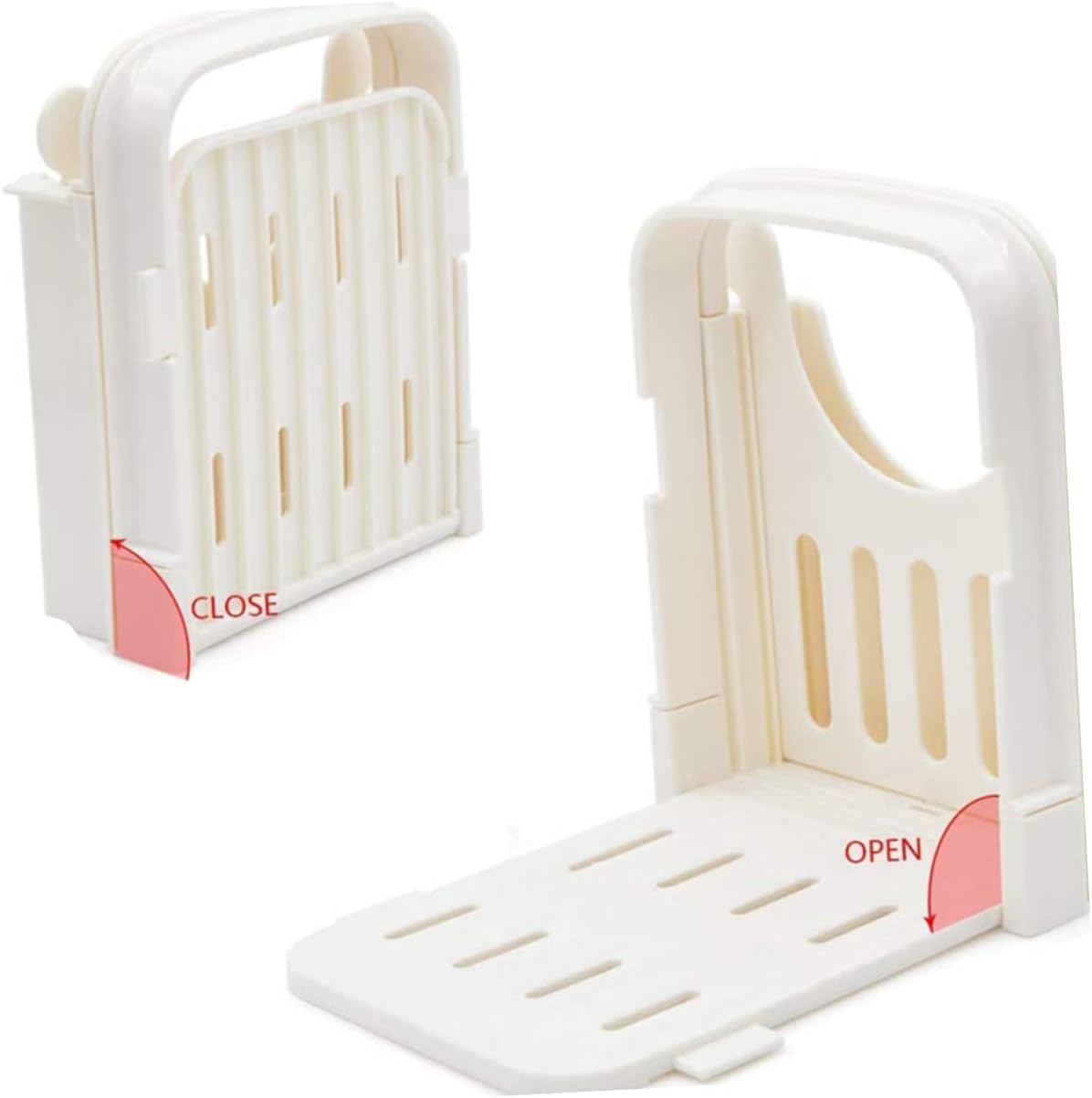 Unomor Foldable Bread Slicer 2pcs Plastic Toast Cutter Adjustable Crumb Tray for Easy Sandwich and Loaf Cutting for Home Baking and Kitchen Use