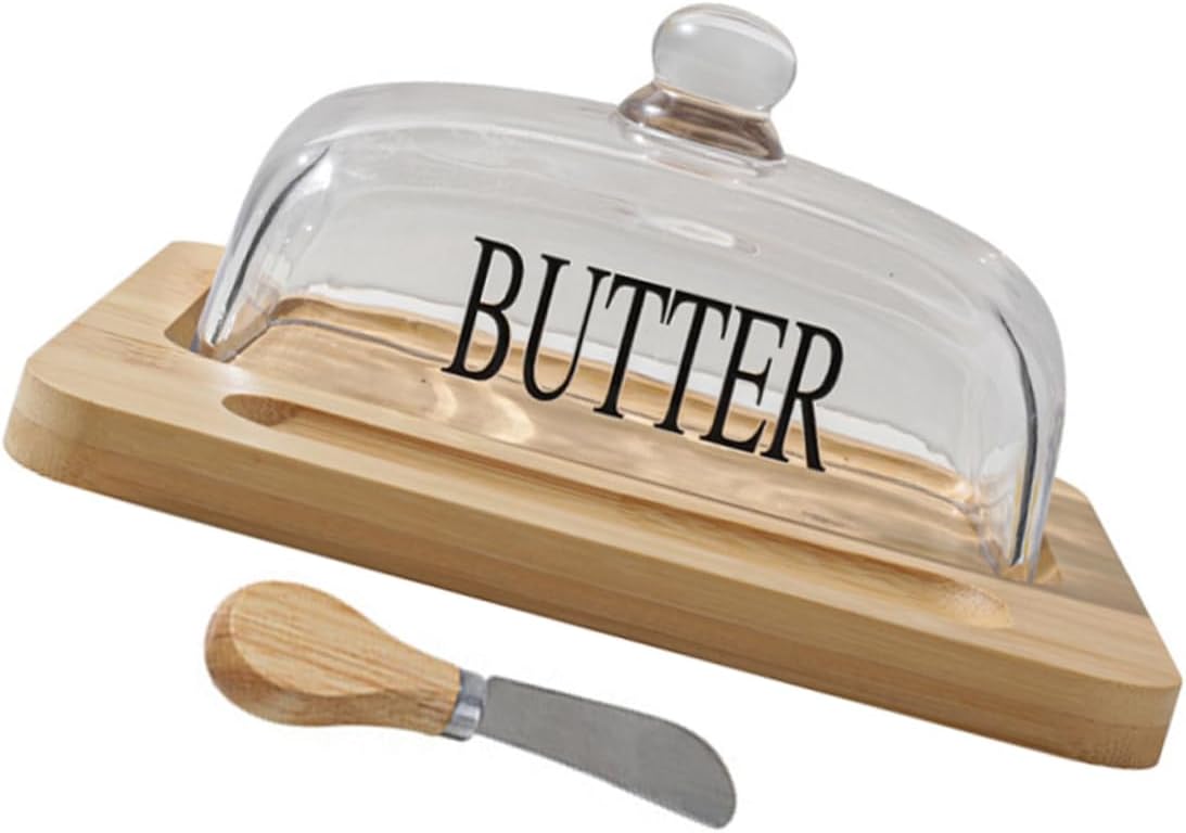 1Set Butter Storage Dish with Transparent Lid Stylish Countertop Butter Holder for Cheese Butter Keeps Fresh Spreadable for Home Bakery Cooking