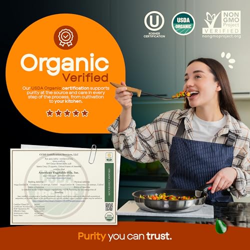 Image of AVO Organic Safflower Oil for Cooking, Frying, Baking, Salads, Vinaigrette, Marinades. General Cooking Oil 64 Fl-oz (Half a Gallon), No preservatives, Naturally Processed, High Smoke Point 465F