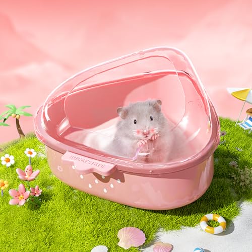 BUCATSTATE Bac à sable pour hamster - Bac à sable avec pelle - Pour chinchilla, ours dorés, gerbiers (rose solide)