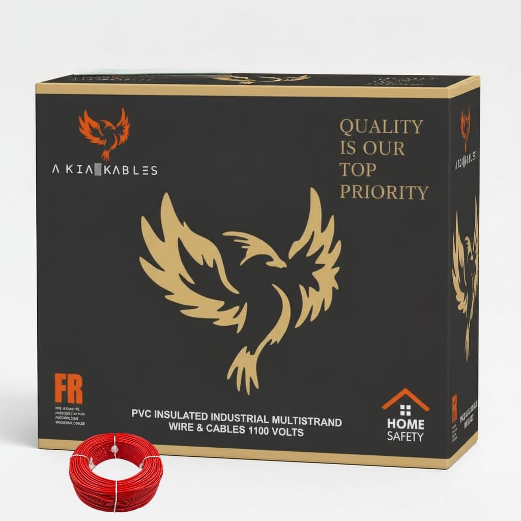 A kia Kables 2.5 mm PVC Insulated Industrial Multistrand 99.9% cca Copper Wire & Cable | High Purity Copper | Triple Layer Protection | FR Rated/Heavy Electrical Cable 90MM (Red, 2.5 mm) 11 gauge