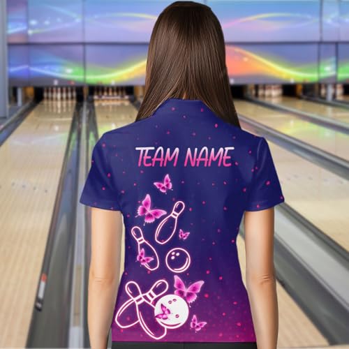 Purple Butterflies Bowling Shirts for Women Men Team Custom Bowling Jerseys Polo Shirts & Bowling Quarter Zip Shirts4