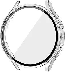 CORONITAS Capa Protetora para Samsung Galaxy Watch 7, 44mm e 40mm, Película 5D Interna, Proteção 360° (Transparente, 40mm)