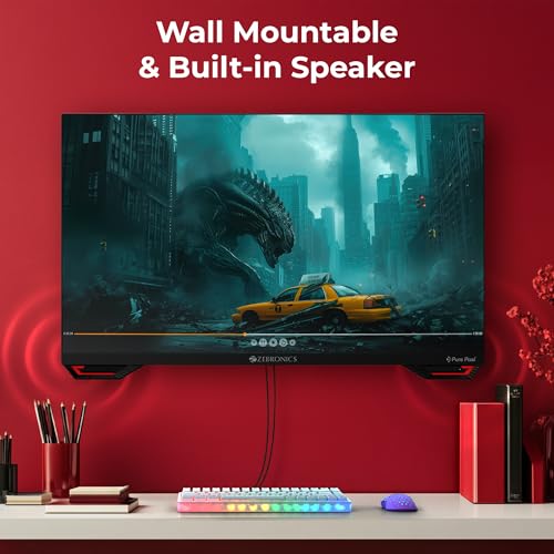 Image of Zebronics S27A 27 inch inch (68.5 cm) Gaming Monitor, 220Hz Refresh Rate, Fast IPS Display, HDMI, DP, FHD 1920x1080, 350nits Brightness, Built-in Speakers, ZGame Aid, Adaptive Sync, Bezel-less, Wall Mountable
