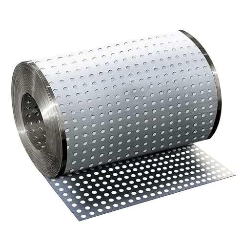 COYOUCO Plaque en Acier Inoxydable 304 Perforée, Grille Métallique Décorative à Trous de 8 mm, Plaque de Métal Perforée pour Garde-Corps de Fenêtre et Support de Fleurs,57cm x 200cm