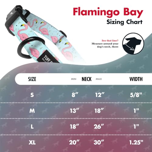 Image of Tuff Pupper Premium Adjustable Dog Collar, Stylish Pattern Collars Designed in USA, Quick Release Buckle, Flamingo Bay Medium (1 Inch Wide x 13-18 Inch Neck)