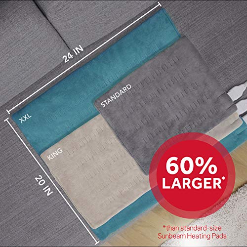 Sunbeam Heating Pad For Back, Neck, And Shoulder Pain Relief With Auto Shut Off, Xxl Large 20 X 24", Teal #TOP1