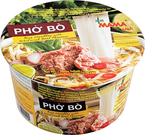 MAMA Bol fideos de arroz instantáneo, Pho Bo, ternera, vietnamita 65 g - Lot de 6