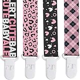 PUTSKA Girls Pacifier Clip - 4 Pack Set of Unique Modern Design. Binky Clip Fits All...