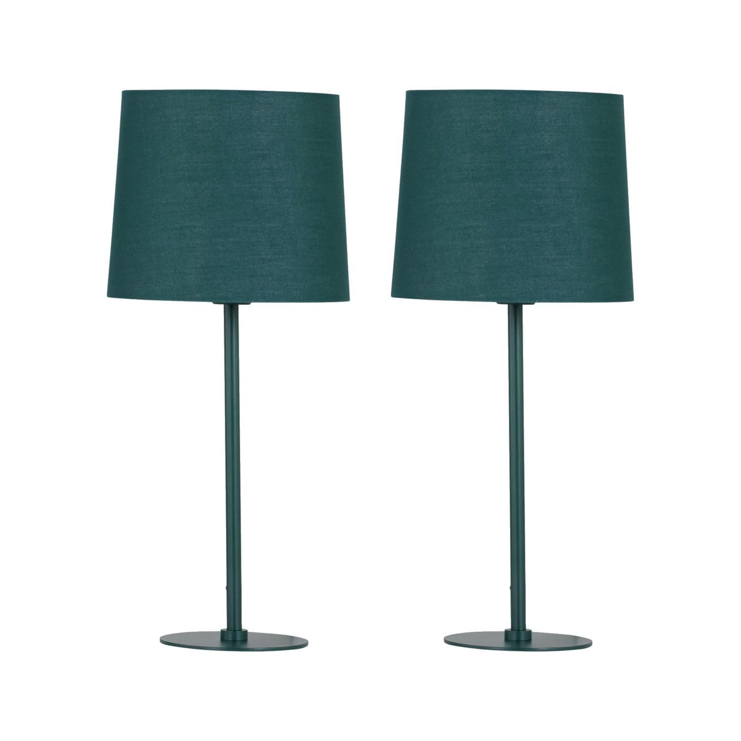 First Choice Lighting Set of 2 Dark Green 40cm Table Lamps - E14 SES