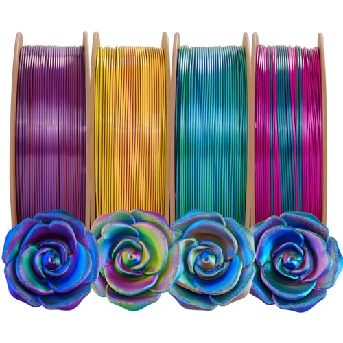 Image of Comgrow Tri-Colors Silk PLA 3D Printer Filament, Rainbow PLA Filament 1.75mm, Dimensional Accuracy + /- 0.02 mm, 4KG Spool, Coextrusion 3D Filament with Shiny Silk