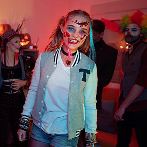40 Sheet Halloween Tattoos For Adults 2022 New Realistic Fake Wound Temporary Tattoos Clown Zombie Horror Mouth Smile Lip Face Bulk Men Women Costume Role Play Props Party Kits Prank Supplies #TOP3