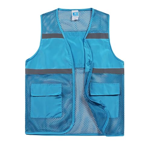 Genérico Chaleco Reflectante De Malla Transpirable para Hombre con Diseño De Seguridad Vial (Sky Blue, XXXXL)