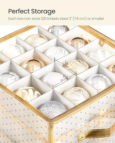 SONGMICS Conjunto de 2 caixas grandes de armazenamento de enfeites de Natal, 16 bandejas, comporta 2