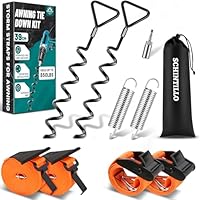 Sturmband Markise Vorzelt Set für Thule/Fiamma mit 39CM Spiralförmige Bodenanker, Sturmsicherung Vorzelt Zubehör für Wohnmobilzelte, Windbeständigkeit, Haltbar