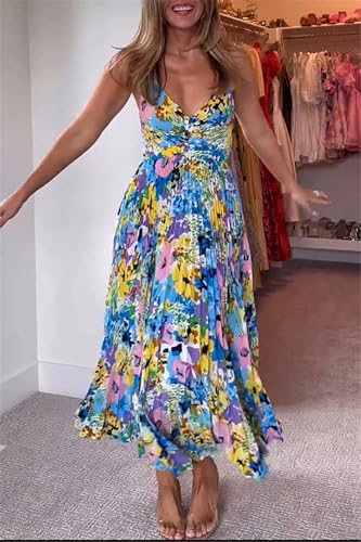 Image of Recious Womens Sexy Spaghetti Strap Sleeveless Printed Bodycon Pleated Party Clubwear Dress