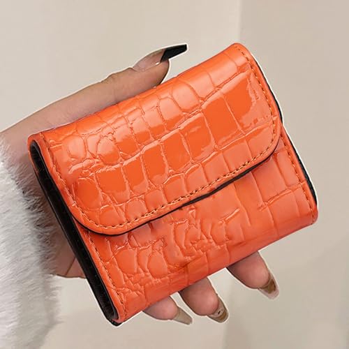 RFID Blocking PU Leather Credit Card Holder Wallet for Women, Compact Accordion Card Case with Multiple Slots, Small Buckle Coin Purse, Stone Litchi Pattern ID Card Organizer (Style-5)3
