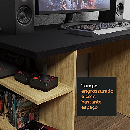Mesa para Computador Gamer Escrivaninha 9409 Madesa - Carvalho/preto