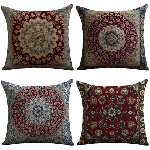 Cuscini Esterno Retro Federe Cuscini Divano 70x70cm Cuscino Divano Boemia Velluto Copricuscini Decorativi Doppia Faccia Stampa Fodera per Cuscino per Sedia Camera da Letto Arredo Esterni Giardino JL-3