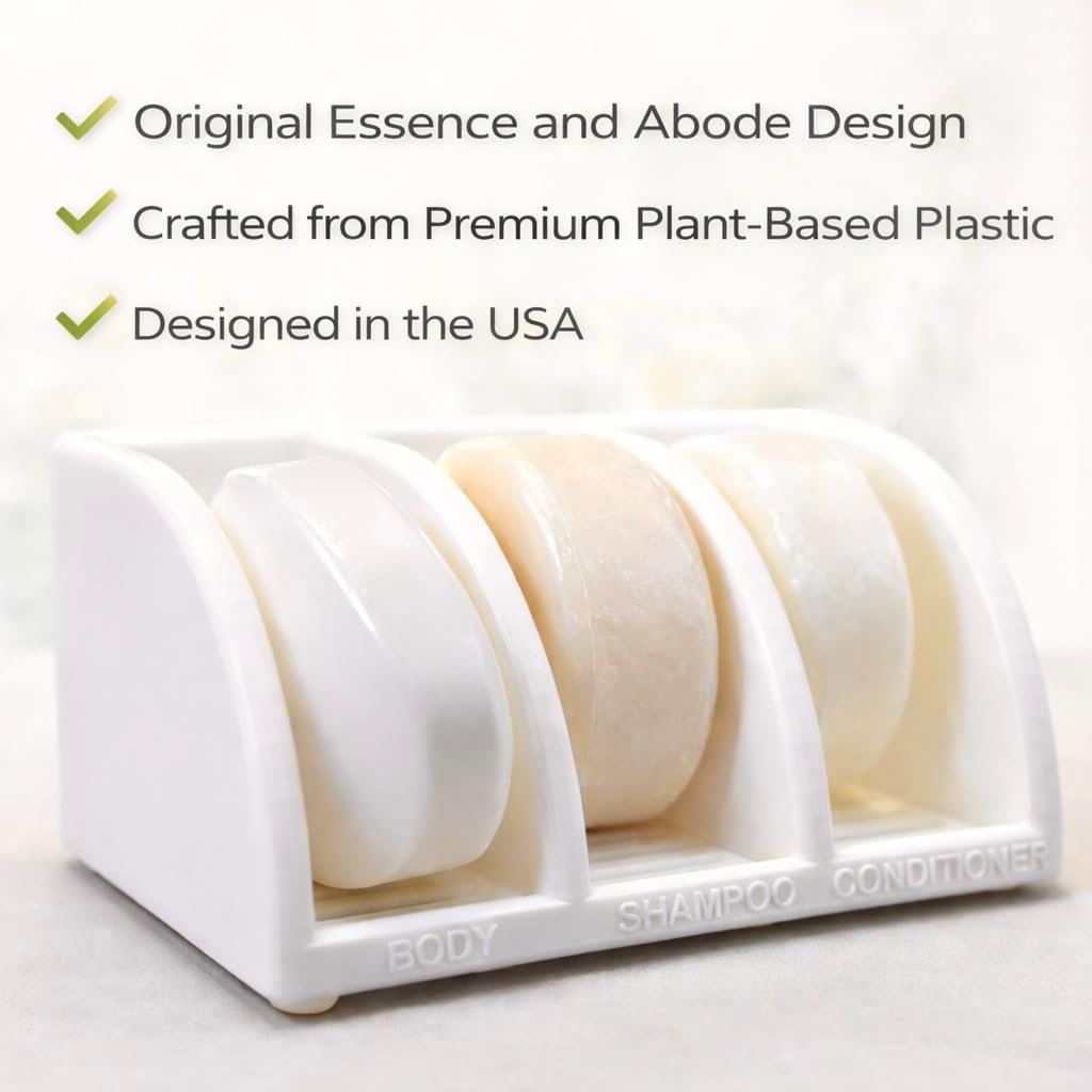Solid Shampoo Bar Holder – Multi-Bar Soap Dish with Drainage – Soap Bar, Shampoo Bar and Conditioner Bar Bathroom Organizer – Keeps Bars Dry & Lasts Longer (Jade White) - Image 2