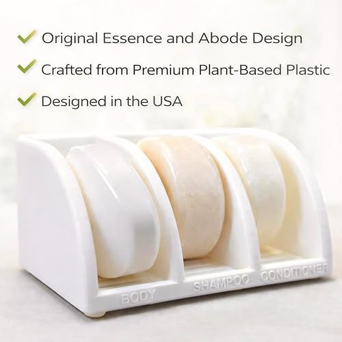 Vista 3 de Essence & Abode Sustainable Living Soporte para Champú Sólido – Jabonera Multibarra con Drenaje – Barra de Jabón, Barra de Champú y Barra