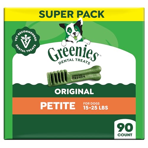Image of Greenies Veterinarian-Recommended Adult Natural Dental Dog Treats Petite Size, Dog Dental Chews, Original Flavor, 54 oz. Pack, 90 Count