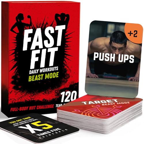 Tarjetas de entrenamiento FastFit Beast Mode HIIT para fitness avanzado en casa