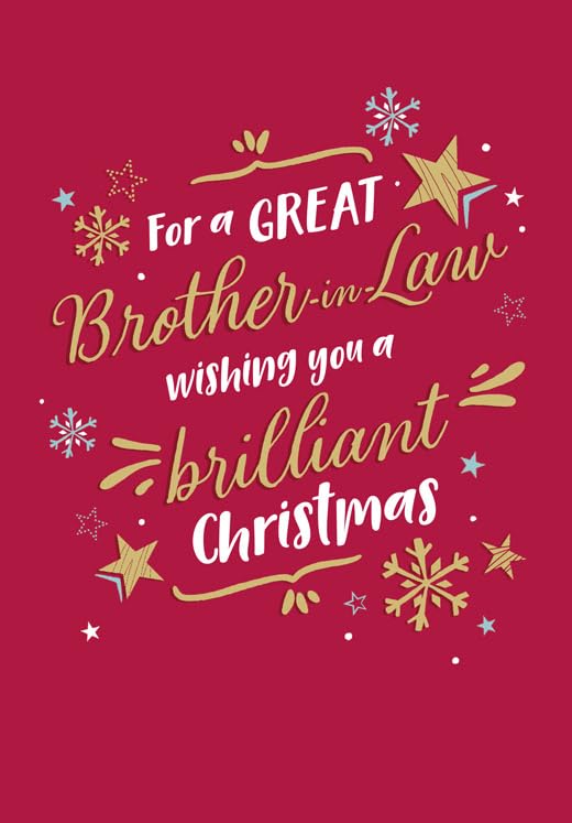 Piccadilly Greetings Christmas Card, For a Great Brother In Law, 9 x 6 inches